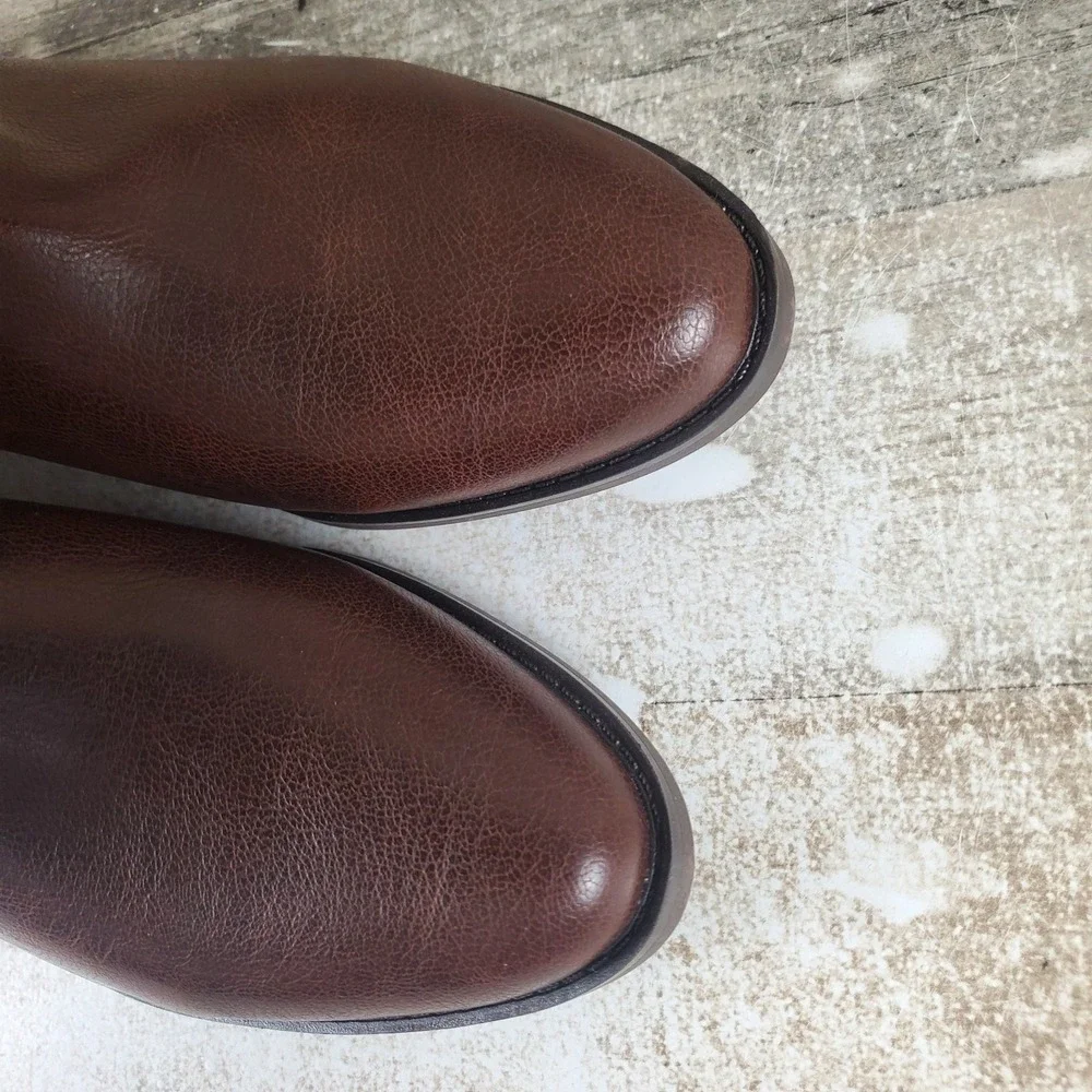 Baretraps Palmer Women Ankle Bootie Sz 11 M Brush Brown Leather Buckle Round Toe